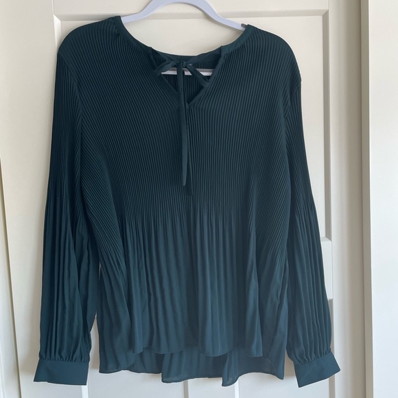 Adrianna Papell Tops - Adrianna Papell pleated long sleeve blouse, size L.